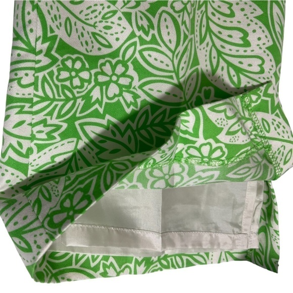 PENDLETON Ankle Cropped‎ Lined Pants Silk Cotton Floral Green 6P - Picture 6 of 10